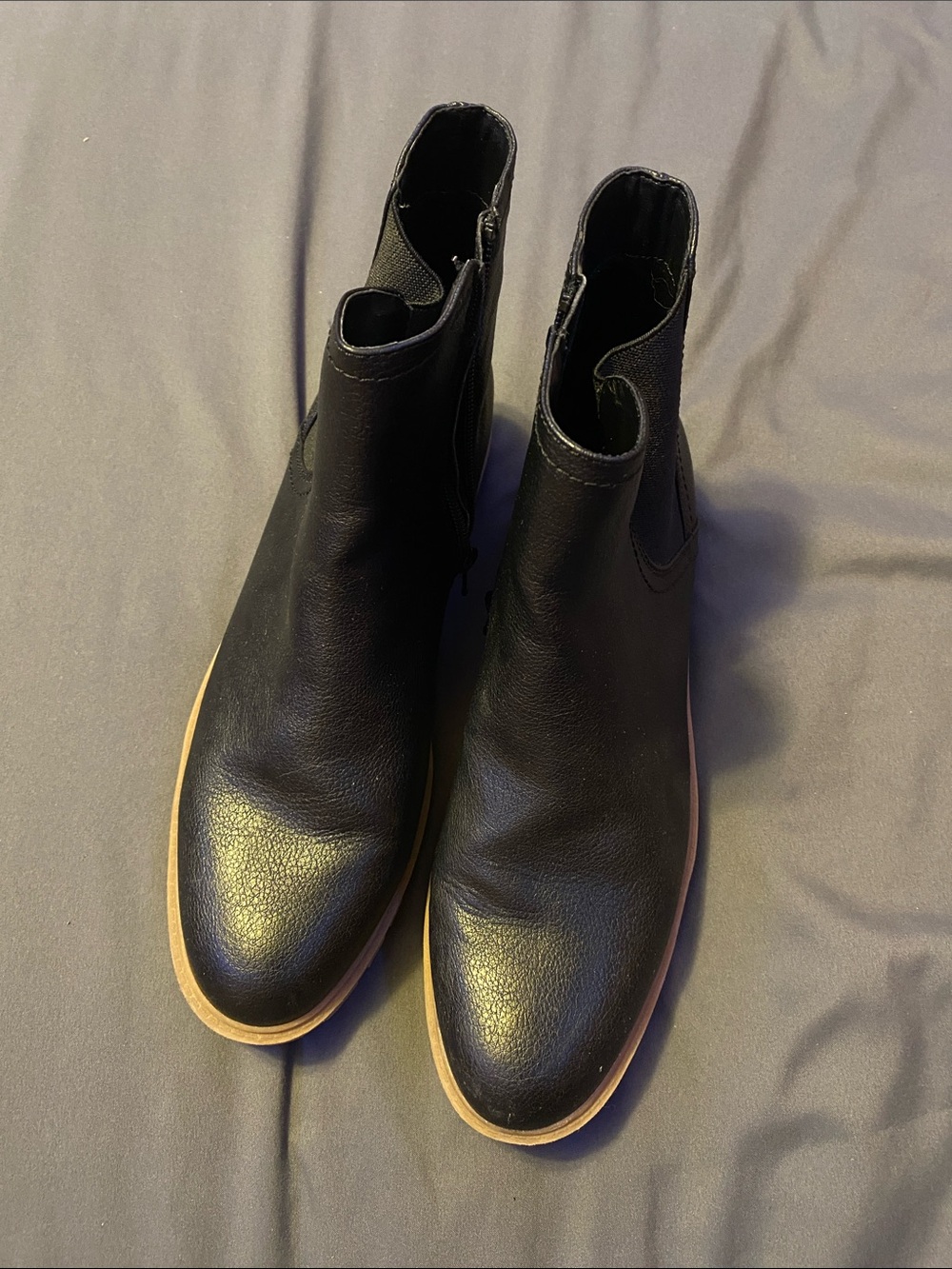 Hannah Black Leather Chukka Boots with Tan Sole, like new!